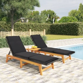 Sun loungers with cushions 2 pcs synthetic rattan solid acacia wood by , Loungers - Ref: Foro24-319725, Price: 300,16 €, Disc...