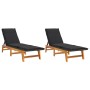 Sun loungers with cushions 2 pcs synthetic rattan solid acacia wood by , Loungers - Ref: Foro24-319725, Price: 299,90 €, Disc...