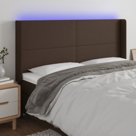 Cabecero con LED cuero sintético marrón 183x16x118/128 cm de , Cabeceros y pies de cama - Ref: Foro24-3123873, Precio: 135,99...