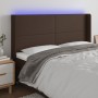 Headboard with LED brown synthetic leather 183x16x118/128 cm by , Headboards and footboards - Ref: Foro24-3123873, Price: 135...