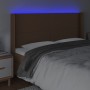 Cabecero con LED cuero sintético marrón 183x16x118/128 cm de , Cabeceros y pies de cama - Ref: Foro24-3123873, Precio: 135,67...