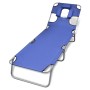 Folding steel lounger with head cushion blue steel by , Loungers - Ref: Foro24-41481, Price: 64,15 €, Discount: %