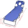 Folding steel lounger with head cushion blue steel by , Loungers - Ref: Foro24-41481, Price: 64,15 €, Discount: %