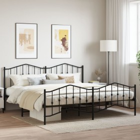 Black metal headboard and footboard bed frame 200x200 cm by , Beds and slatted bases - Ref: Foro24-373814, Price: 121,07 €, D...