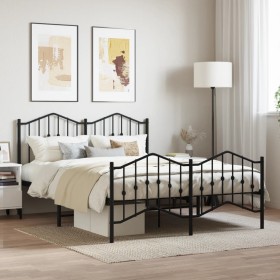 Estructura de cama cabecero y estribo metal negro 150x200 cm de , Camas y somieres - Ref: Foro24-373809, Precio: 115,72 €, De...