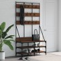 Coat rack with brown oak shoe rack 100x40x184 cm by , Dresser Organizers and Bar Hangers - Ref: Foro24-837861, Price: 113,76 ...