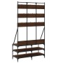 Coat rack with brown oak shoe rack 100x40x184 cm by , Dresser Organizers and Bar Hangers - Ref: Foro24-837861, Price: 113,99 ...