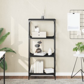 Bookcase with 4 black engineered wood shelves 59x35x132 cm by , Bookcases and shelves - Ref: Foro24-837617, Price: 56,99 €, D...