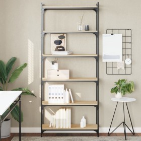 Bookcase with 6 shelves engineered wood Sonoma oak 80x30x188 cm by , Bookcases and shelves - Ref: Foro24-837683, Price: 75,99...