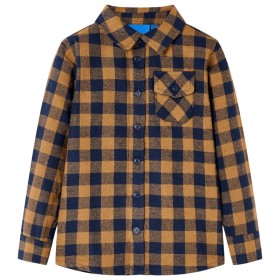 Camisa a cuadros infantil coñac y azul 140 de , Camisetas para niños - Ref: Foro24-12958, Precio: 10,99 €, Descuento: %