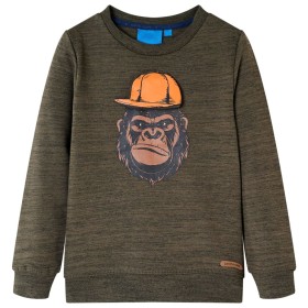 Dark khaki melange children's sweatshirt 128 by , Kids T-shirts - Ref: Foro24-13207, Price: 10,99 €, Discount: %