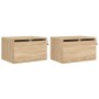 Wall bedside tables with LED lights 2 units Sonoma Oak by , Nightstands - Ref: Foro24-836831, Price: 83,11 €, Discount: %