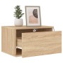 Wall bedside tables with LED lights 2 units Sonoma Oak by , Nightstands - Ref: Foro24-836831, Price: 83,11 €, Discount: %