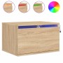 Wall bedside tables with LED lights 2 units Sonoma Oak by , Nightstands - Ref: Foro24-836831, Price: 83,11 €, Discount: %