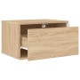 Wall bedside tables with LED lights 2 units Sonoma Oak by , Nightstands - Ref: Foro24-836831, Price: 83,11 €, Discount: %