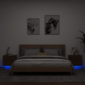 Mesitas de noche de pared con luces LED 2 unidades roble marrón de , Mesitas de noche - Ref: Foro24-836825, Precio: 96,40 €, ...