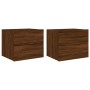 Wall bedside tables with LED lights 2 units brown oak by , Nightstands - Ref: Foro24-836825, Price: 96,28 €, Discount: %