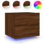 Wall bedside tables with LED lights 2 units brown oak by , Nightstands - Ref: Foro24-836825, Price: 96,28 €, Discount: %