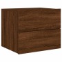 Wall bedside tables with LED lights 2 units brown oak by , Nightstands - Ref: Foro24-836825, Price: 96,28 €, Discount: %