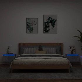 Mesitas de noche de pared con luces LED 2 uds gris hormigón de , Mesitas de noche - Ref: Foro24-836833, Precio: 82,85 €, Desc...