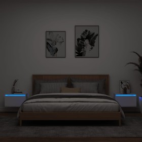 Wall bedside tables with LED lights 2 units white by , Nightstands - Ref: Foro24-836827, Price: 73,73 €, Discount: %