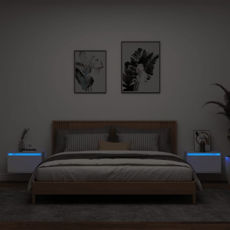 Mesitas de noche de pared con luces LED 2 unidades blanco de , Mesitas de noche - Ref: Foro24-836827, Precio: 73,83 €, Descue...