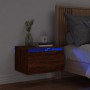 Wall bedside table with LED lights brown oak by , Nightstands - Ref: Foro24-836838, Price: 48,34 €, Discount: %