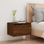 Wall bedside table with LED lights brown oak by , Nightstands - Ref: Foro24-836838, Price: 48,34 €, Discount: %