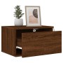 Wall bedside table with LED lights brown oak by , Nightstands - Ref: Foro24-836838, Price: 48,34 €, Discount: %