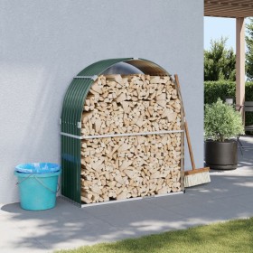 Green galvanized steel log holder 120x45x140 cm by , Firewood bags and holders - Ref: Foro24-364541, Price: 52,99 €, Discount: %