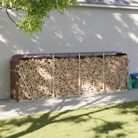 Brown galvanized steel log holder 300x45x100 cm by , Firewood bags and holders - Ref: Foro24-364576, Price: 82,35 €, Discount: %