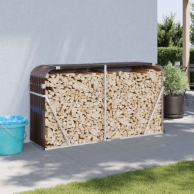 Brown galvanized steel log holder 180x45x100 cm by , Firewood bags and holders - Ref: Foro24-364574, Price: 58,54 €, Discount: %