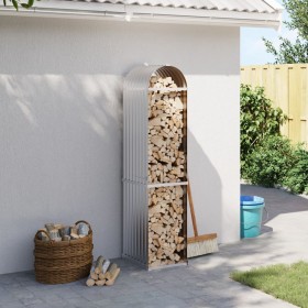 Silver galvanized steel log holder 40x45x170 cm by , Firewood bags and holders - Ref: Foro24-364588, Price: 47,99 €, Discount: %