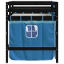 Cama alta para niños con cortinas madera pino azul 80x200 cm de , Camas y somieres - Ref: Foro24-3206962, Precio: 177,86 €, D...