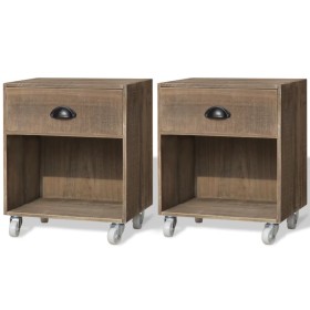 Mesita de noche marrón 2 unidades madera maciza de vidaXL, Mesitas de noche - Ref: Foro24-243162, Precio: 97,99 €, Descuento: %