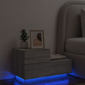 Mesita de noche con luces LED gris Sonoma 70x36x40,5 cm de , Mesitas de noche - Ref: Foro24-836782, Precio: 73,37 €, Descuent...