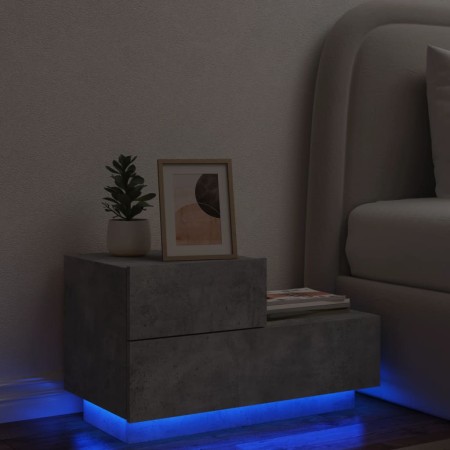 Concrete gray bedside table with LED lights 70x36x40.5 cm by , Nightstands - Ref: Foro24-836780, Price: 71,11 €, Discount: %