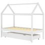 Children's bed structure with pine wood drawer, white, 80x160 cm by vidaXL, Cribs and beds for children - Ref: Foro24-322140,...