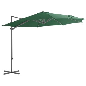 Sombrilla voladiza con poste de acero verde 300 cm de vidaXL, Sombrillas - Ref: Foro24-44629, Precio: 203,99 €, Descuento: %