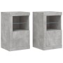 Bedside table with 2 LED lights, made of gray concrete engineered wood. by , Lockers and storage cabinets - Ref: Foro24-83663...