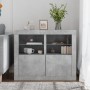 Bedside table with 2 LED lights, made of gray concrete engineered wood. by , Lockers and storage cabinets - Ref: Foro24-83663...