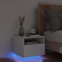 Bedside table with white LED lights 40x39x37 cm by , Nightstands - Ref: Foro24-836798, Price: 55,22 €, Discount: %