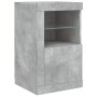 Bedside table with 2 LED lights, made of gray concrete engineered wood. by , Lockers and storage cabinets - Ref: Foro24-83663...