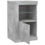 Bedside table with 2 LED lights, made of gray concrete engineered wood. by , Lockers and storage cabinets - Ref: Foro24-83663...