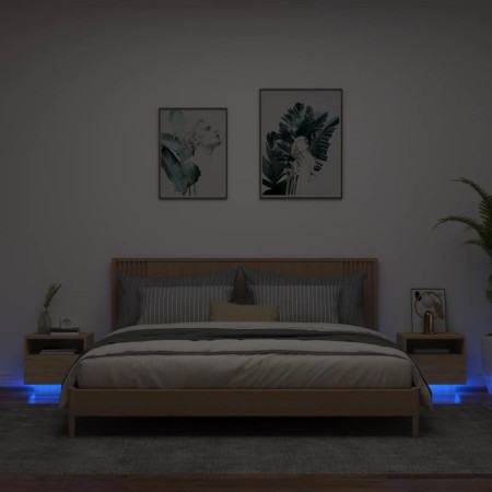 Mesitas de noche con luces LED 2 uds roble Sonoma 40x39x37 cm de , Mesitas de noche - Ref: Foro24-836803, Precio: 84,54 €, De...