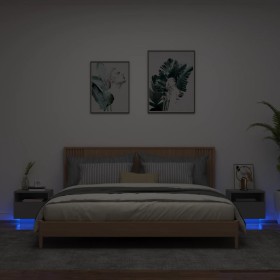 Mesitas de noche con luces LED 2 unidades negro 40x39x37 cm de , Mesitas de noche - Ref: Foro24-836801, Precio: 95,99 €, Desc...