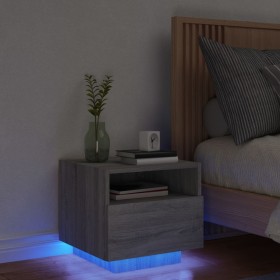 Mesita de noche con luces LED gris Sonoma 40x39x37 cm de , Mesitas de noche - Ref: Foro24-836808, Precio: 50,99 €, Descuento: %