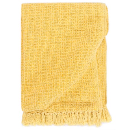 Manta de algodón amarillo mostaza 160x210 cm de vidaXL, Mantas - Ref: Foro24-133762, Precio: 37,22 €, Descuento: %