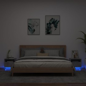 Mesitas de noche con luces LED 2 uds gris hormigón 40x39x37 cm de , Mesitas de noche - Ref: Foro24-836805, Precio: 92,99 €, D...