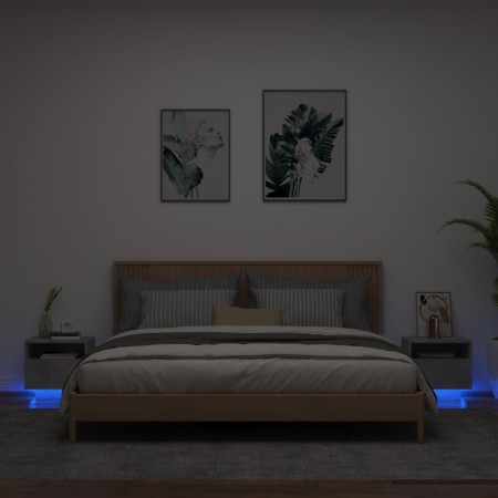 Mesitas de noche con luces LED 2 uds gris hormigón 40x39x37 cm de , Mesitas de noche - Ref: Foro24-836805, Precio: 88,26 €, D...